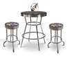 New Superman Themed Set! 42" Tall Black Top Chrome Finish Table with 2 Chrome 29" Height Swivel Seat Bar Stools